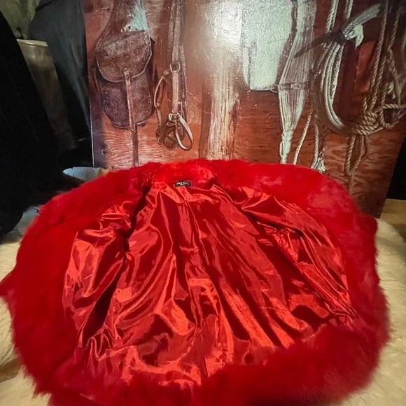 Red Rabbit Fur Jacket - Picture 5 of 10